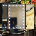 LED Makeup Mirror 22 Vanity Light Magnifying 3 Floding Countertop Touch Screen Cosmetic 10x Magnifier Small Mirror Beauty