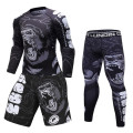 New Men Tracksuit Sports Suit Gym Fitness Compression Clothes Running Jogging Sport Wear Exercise Workout MMA Rashguard Set