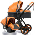 3 in 1 Baby Stroller With Car Seat Foldable Carriage Pram Luxury PU Leather Travel System Trolley Walker For Newborns
