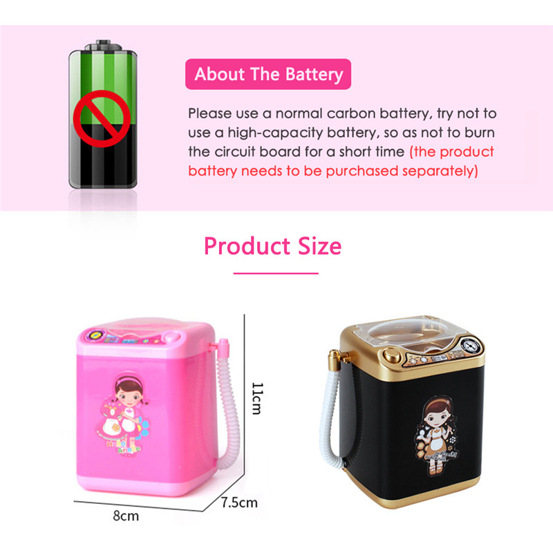 Educational Toy Mini Electric Washing Machine Makeup Brush Pretend Toys Useful for Wash Makeup Brushes Cleaner Tool