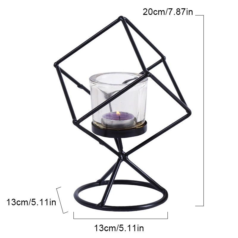 Western INS Style Luxurious Metal Candlestick Living Room Restaurant Coffee Shop Decoration Cube Metal Candle Stick High Quality