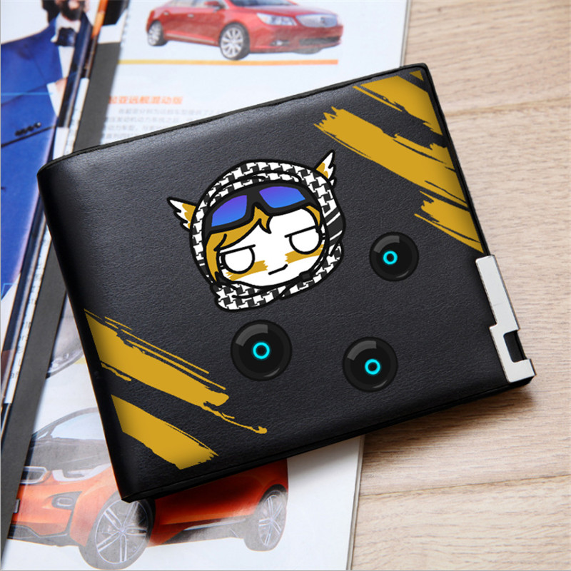 New Style Rainbow Six Siege Printing Short Wallet Cartoon Money Bag Pu Leather Card for Teens Students Money Holder
