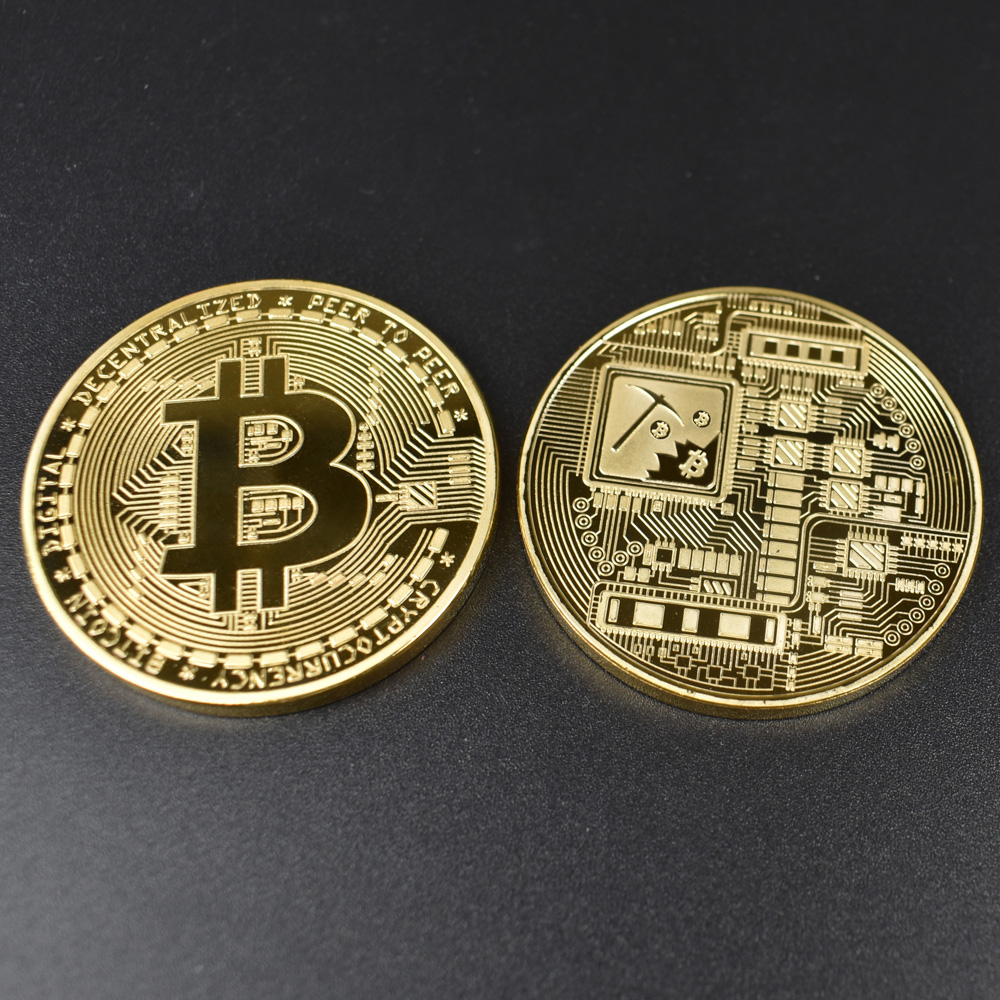 BitCoin Physical Cryptocurrency Collection Coin in Velvet Gift Box Gold or silver Plated Bit coin