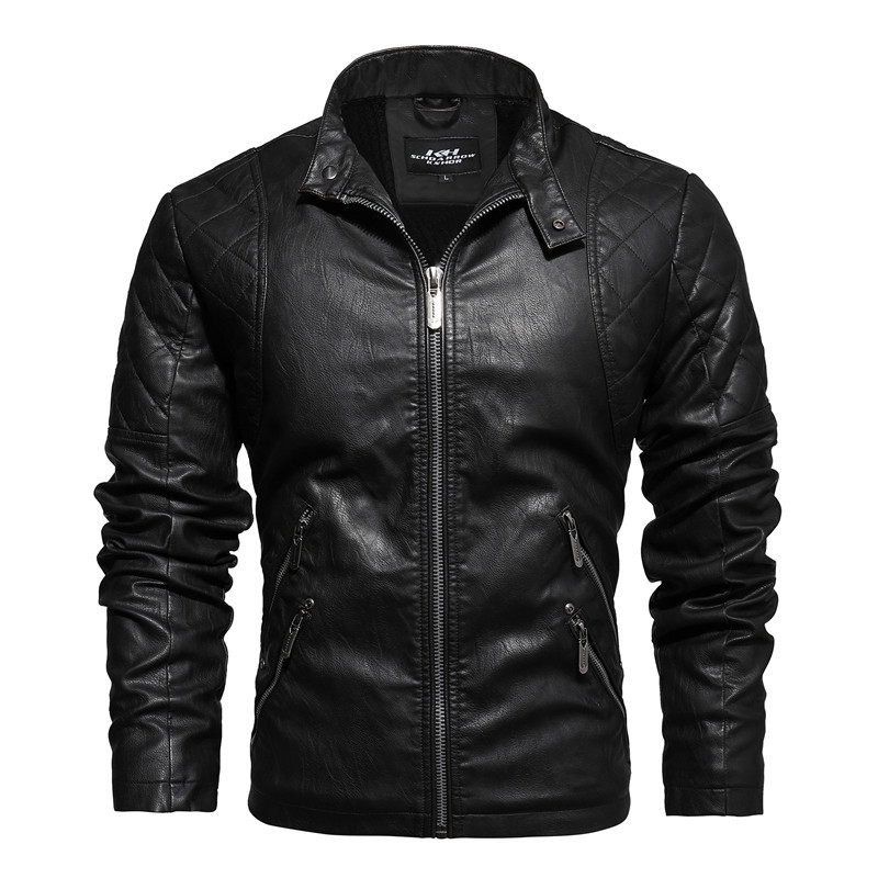 Mens Leather Jacket Winter Coat Street Fashion Casual Wear Pleated Drsigned Zipper Jacket Motorcycle Jackets For Men Fur Lined