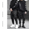 2020 Hip Hop Boy Multi-pocket Elastic Waist Design Harem Pant Men Streetwear Punk Casual Trousers Jogger Male Dancing Black Pant