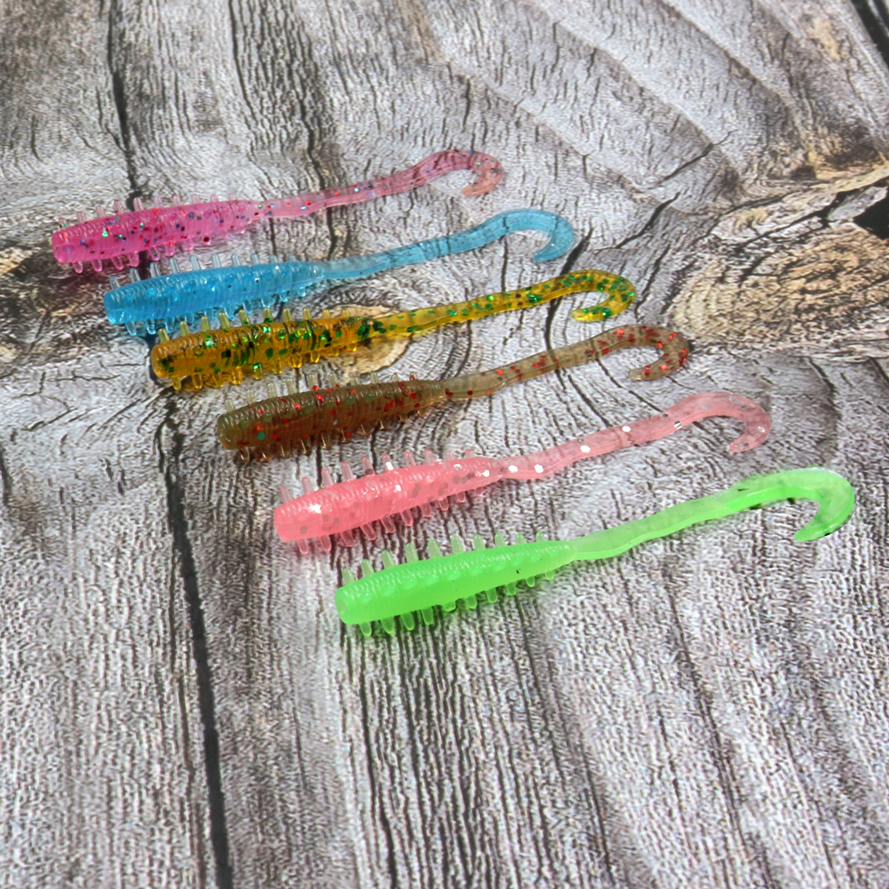 JOHNCOO 24pcs 50mm 0.4g Silicone Fishing Lure Rubber Artificial Worm Bait TPR Wobblers Swimbait Ocean Rock Fishing Lure