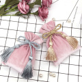 Pink Gold Velvet Bags With Tassel 11x15cm Purple Red /Blue Gray Pouches Jewelry Packing Bags Christmas Candy Wedding Gift Bags