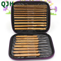 20pcs QJH Brand Bamboo Crochet Round And Flat 2 Types Handmade Hook Needle Knit Weave Craft Yarn Sewing Tool Knitting Purple bag