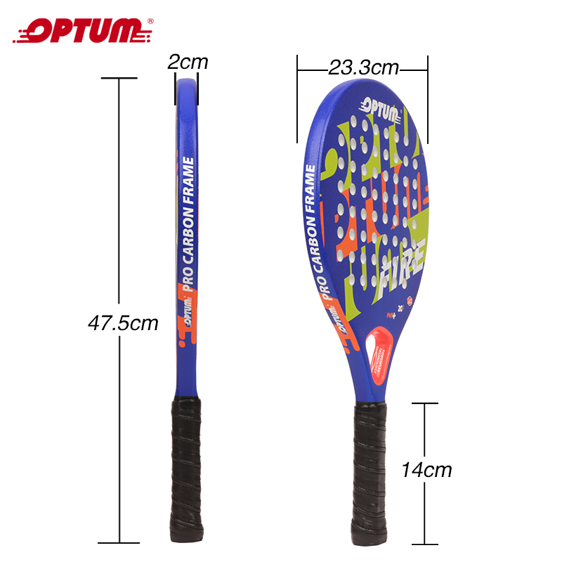 OPTUM Fire Carbon Fiber Junior Beach Tennis Racquet set (2 Rackets, 2Balls, 2 Cover Bags) Light Racket For Young