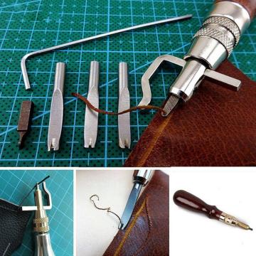 5 in 1 Sewing Tools Pro Leather Craft Groover Crease Leather Stitching Tool And Edge Press Kit Adjustable Stitching