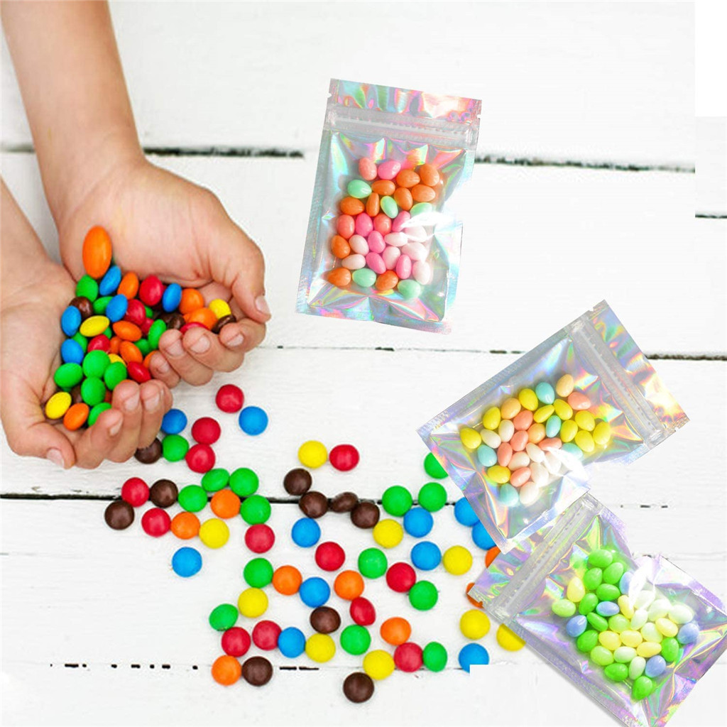 100Pcs Resealable Ziplock Bags Aluminum Foil Bag For Party Food Storage Nuts Candy Cookies Snack Ziplock Bags