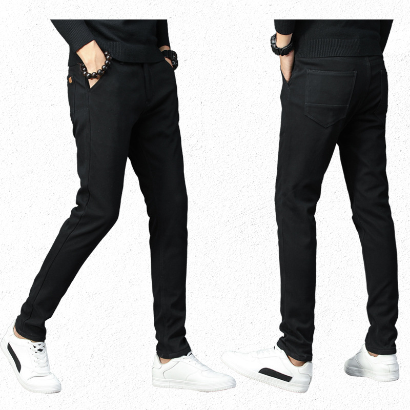 Winter Pants Men Fleece Classic Warm Thick Hot Autumn Straight Stretch Male Trousers Cotton Solid Casual Zipper 38
