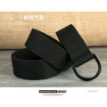 Unisex Fashion Fabric Webbing Canvas D Ring Waist Belt Men Women Casual Simple Design Black Waistband