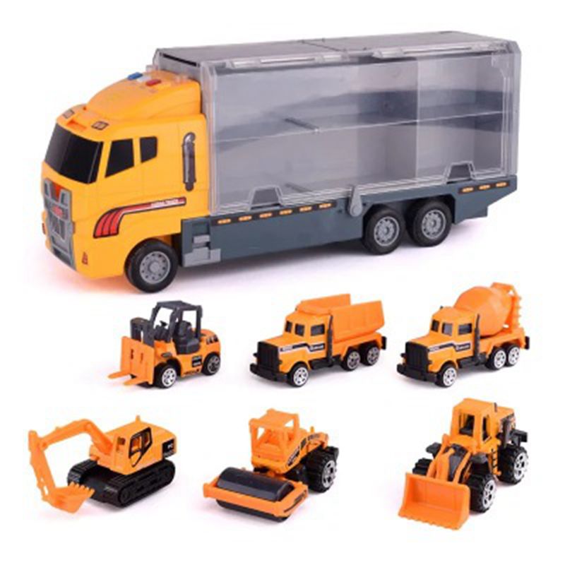 Big Truck Toy 6PCS Mini Alloy Diecast Car Model 1:64 Scale Toys Vehicles Carrier Truck Engineering Car Toys For Kids Boys