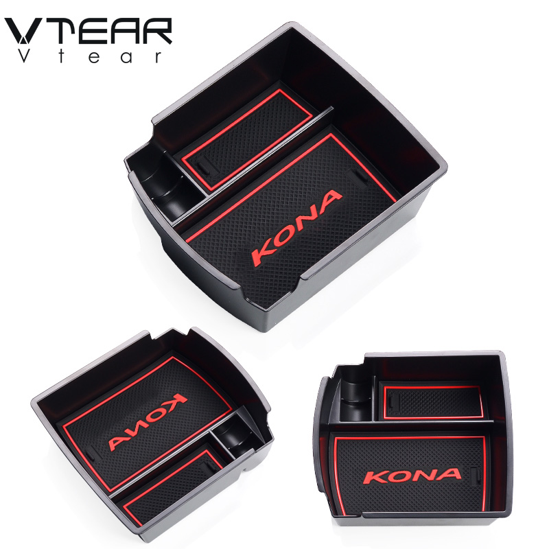 Vtear For Hyundai Kona Storage Box Car Armrest Container Holder Interior Car-Styling Cover Accessories Decoration Parts 2019