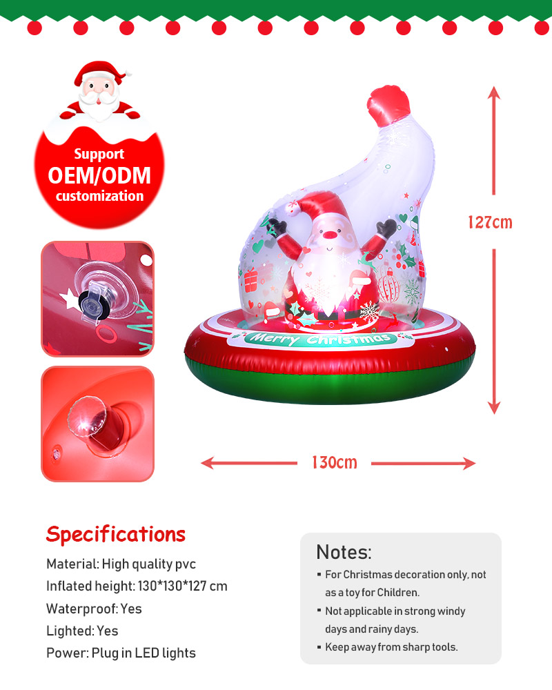 Light Up Pvc Outdoor Yard Inflatable Christmas Hat