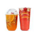 cheap 50pcs U shaped creative disposable plastic cup transparent beverage juice coffee tea takeaway packaging cups with lid