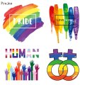 Prajna Lesbian Gay Pride Patches Iron On Transfers For Clothing For Women Heat Transfer Rainbow Flag Ironing Stickers Applique