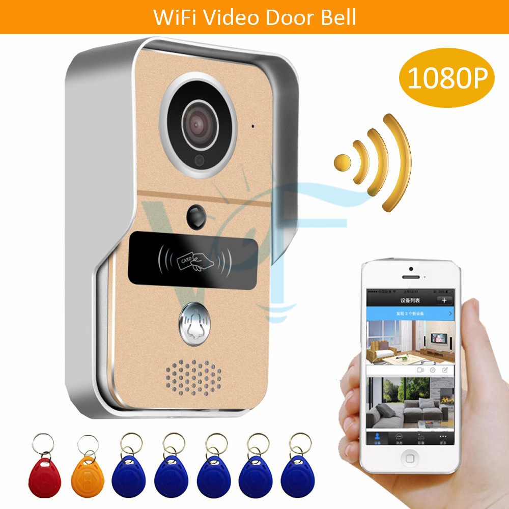 2pcs 1080P Rain cover case wireless video camera doorphone audio intercom door opener free shipping WiFi Enabled Night Vision