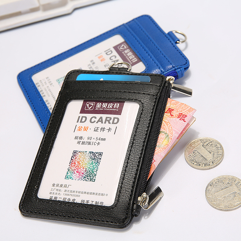 PU Leather material double card sleeve ID Badge Case Clear Bank Credit Card Badge Clip Badge Holder Accessories Id Card Holder