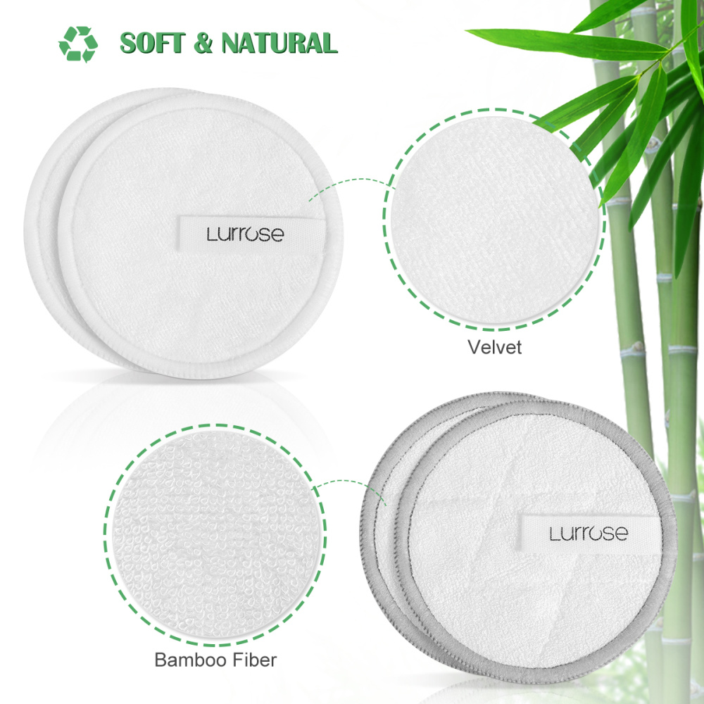 Lurrose 18PCS/pack Reusable Makeup Removal Facial Body Soft Cotton Cosmetics Remover Pads with Headband Storage Bag