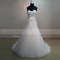 Exquisite Sweetheart A-line Shiny Sequin Flowers & Beads Wedding Dress Chapel Train