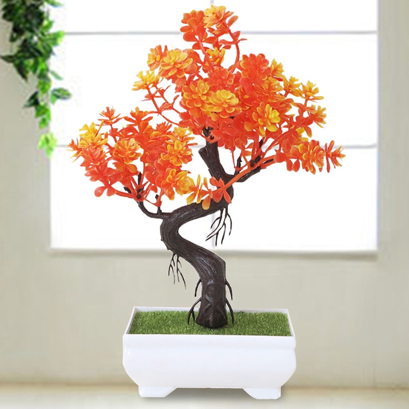 1 Pcs/Lot Artificial Flower Plant Potted Green Planting Wedding Home Decoration Small Ornaments Desktop Simulation Flower Bonsai