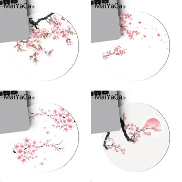 MaiYaCa Plum Blossom Little bird white background Mouse Pad Game Carpet Mouse Pad round mouse Mat gaming Mousepad 22x22cm