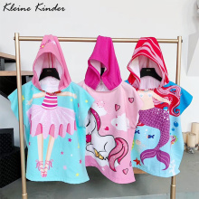 Poncho Kids Cartoon Baby Bathrobe Hooded Children Swimming Towel Microfiber Bath Robe Animal For Boys Girls Toddler Beach Towels