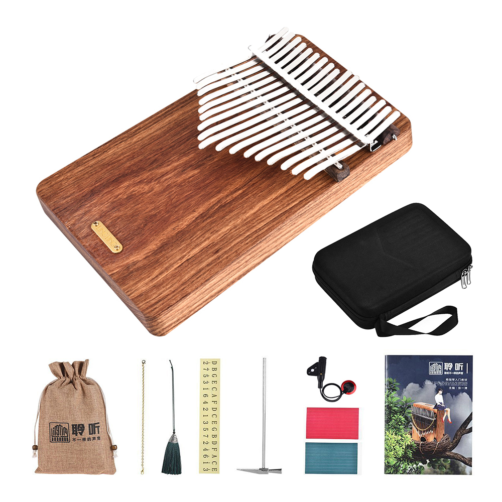 LINGTING K17P Kalimba 17-key Portable Thumb Piano Mbira Sanza Solid Wood Material+Storage Bag Carry Case Music Book K17A K17G