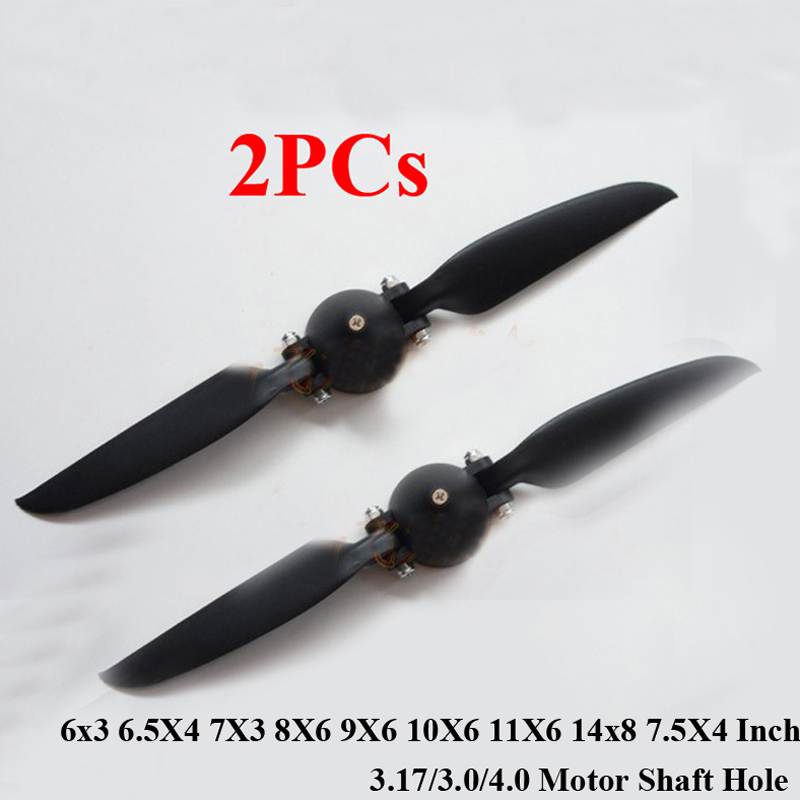 2PCs 6X3 6.5X4 7X3 8X6 9X6 10X6 11X6 14x8 7.5X4 Inch Floding Propeller Nylon Spinner 3.17/3.0/4.0 Motor Shaft Hole For RC Drone