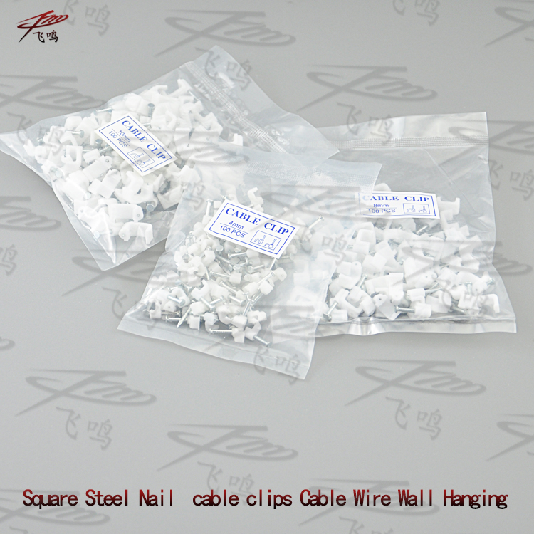 100PCS/bag 12mm cable clips cable nail wire clips white F12 Square Steel Nail cable clips Cable Wire Wall Hanging