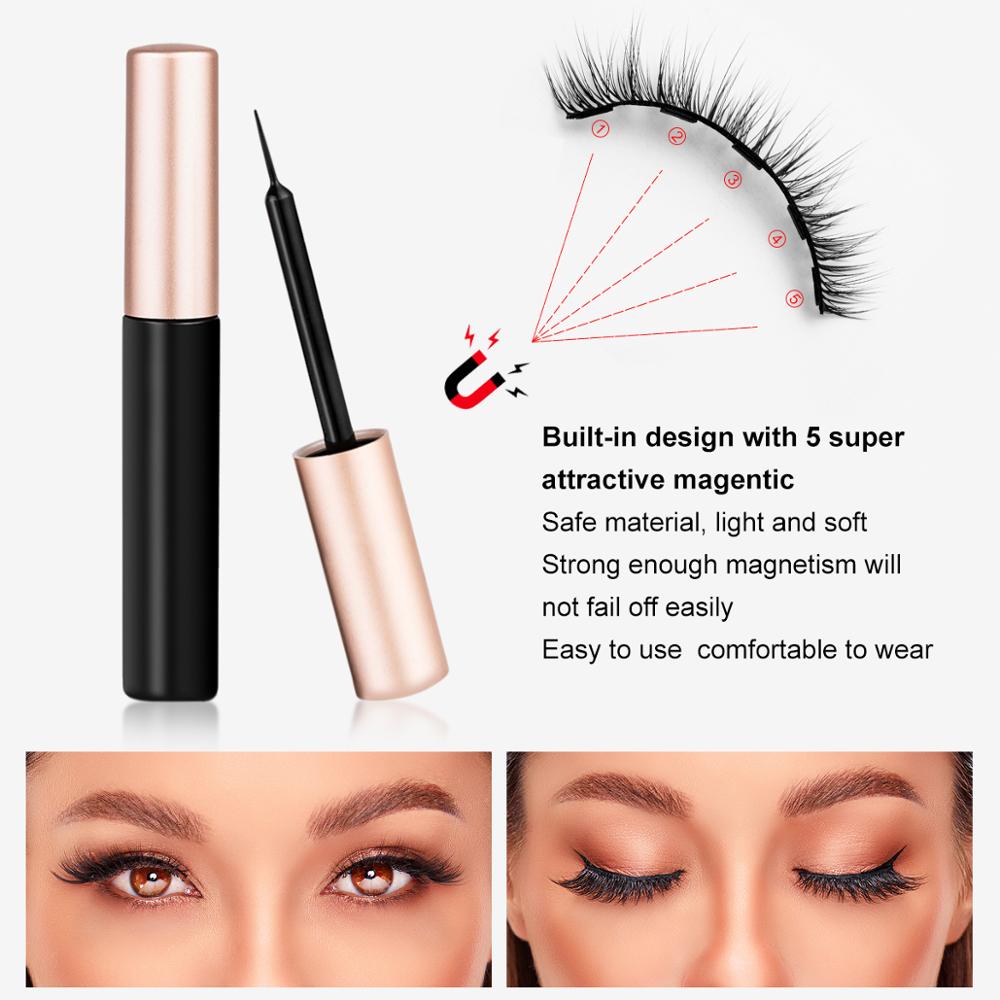 2/4 Pairs Magnetic Eyelashes Eyeliner 5 Magnet Natural Short Magnetic False Lashes Set Magnetic Eyeliner Tweezer Makeup Tool