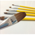 6 pieces. yellow Wooden pole art brush Set of horse hair watercolor acrylic brushes for oil painting drawing art book Supplie