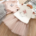 2019 New children Baby Girls clothes Sets Kids Baby Girl Cartoon rabbit Bunny shirt Tops Princess dress Tulle Dress Clothes Set