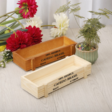 Vintage Wood Doniczka Garden Flower Planter Succulent Pot Rectangle Trough Box Plant Bed original wood color storage box maceta