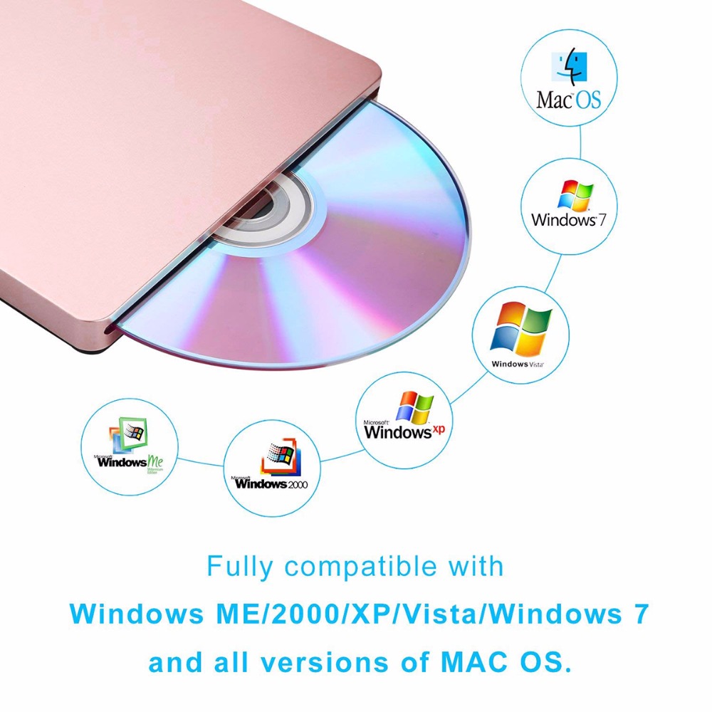 SOONHUA USB 2.0 DVD Drive Portable External CD-RW Writer Rewriter VCD CD ROM Player Drives For IMac MacBook Air Pro Laptop PC