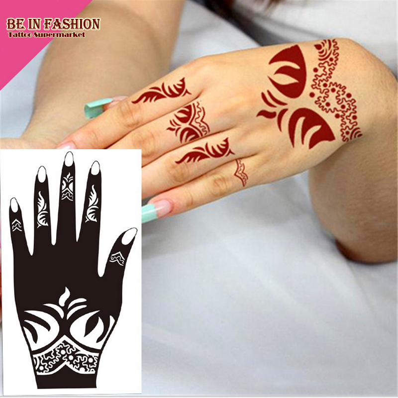 4pcs/lot Henna Tattoo Stencil Glitter Template airbrush Temporary Indian Tattoos Stencils for Painting professional Kit sheets