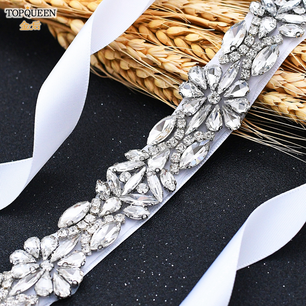 TOPQUEEN S459 Wedding Dress Sash Important Occasion Dress Belt Wedding Belts Dress Belts Shiny Diamond Belts Wedding Accessories