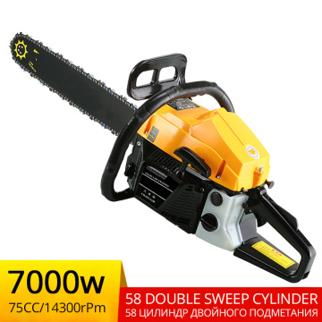 7000w 14300rpm 20'' Gas Chainsaws 75CC 2-Stroke Petrol Gasoline Chain Saw 58 Double Sweep Cylinder Transparent Fuel Tank