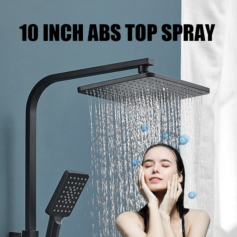 Thermostatic Digital Shower Set Bathroom Smart LED Shower System Wall Mount Hot Cold Mixer Bath Faucet Square Rainfall Brass Tap