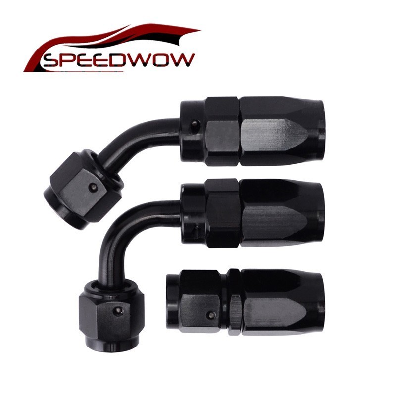 SPEEDWOW Black AN4 Oil Fuel Aluminum Alloy Swivel Hose Straight Elbow 45 90 Degree Hose End Oil Fuel Fitting Reusable Car Part