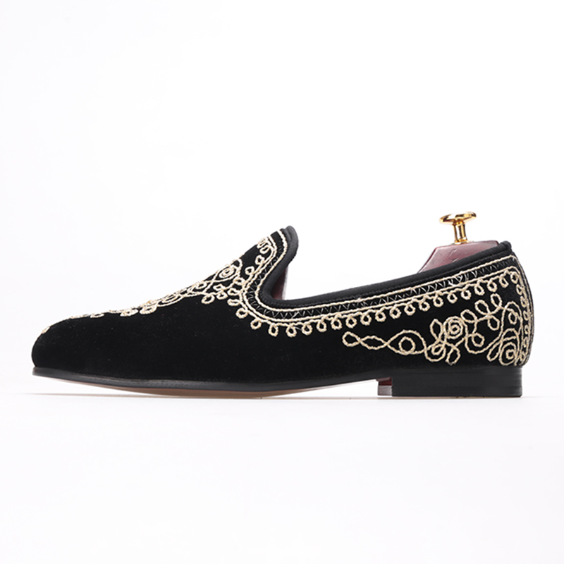 Luxurious Handmade Embroidered Motif Paisley Men Velvet Loafer Slippers Men Wedding and Party shoe Size 4-14 Free Shipping