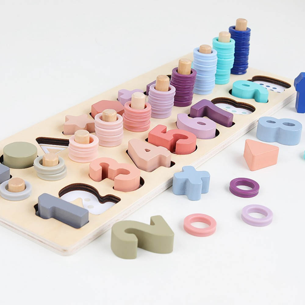 Geometric Wooden Toys Montessori Materials Learning To Count Numbers Matching Digital Shape Match Early Teaching Math Toys