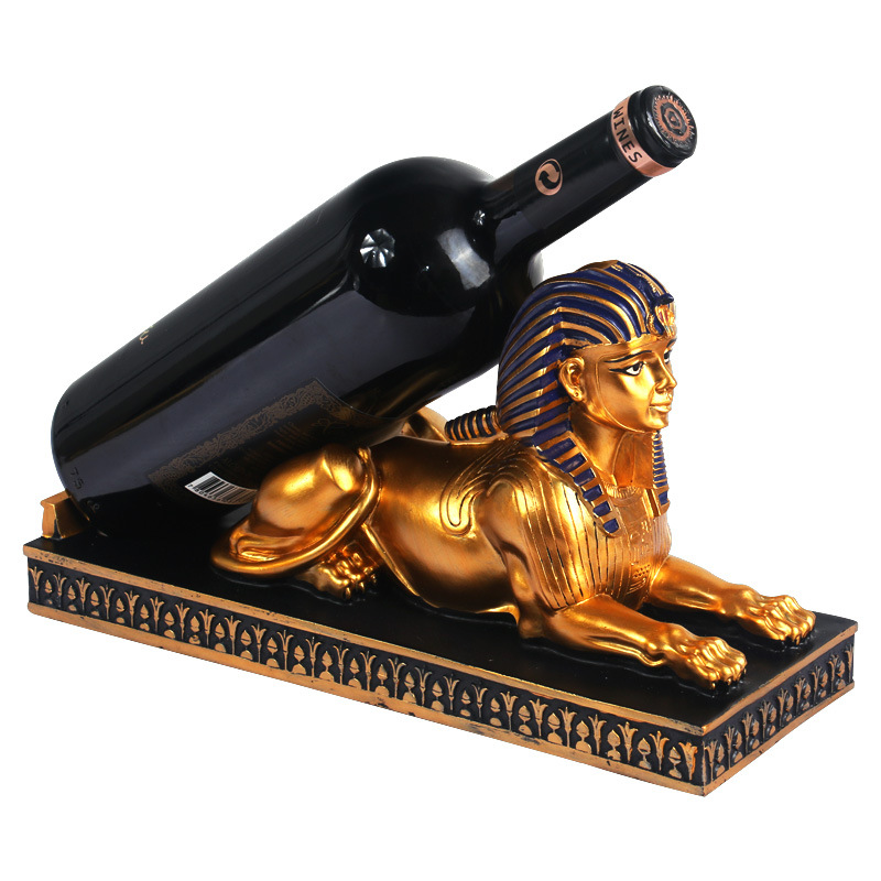 Resin Crafts Egypt Pharaoh Sagittarius Cat Sphinx Wine Rack Wine Holder Retro