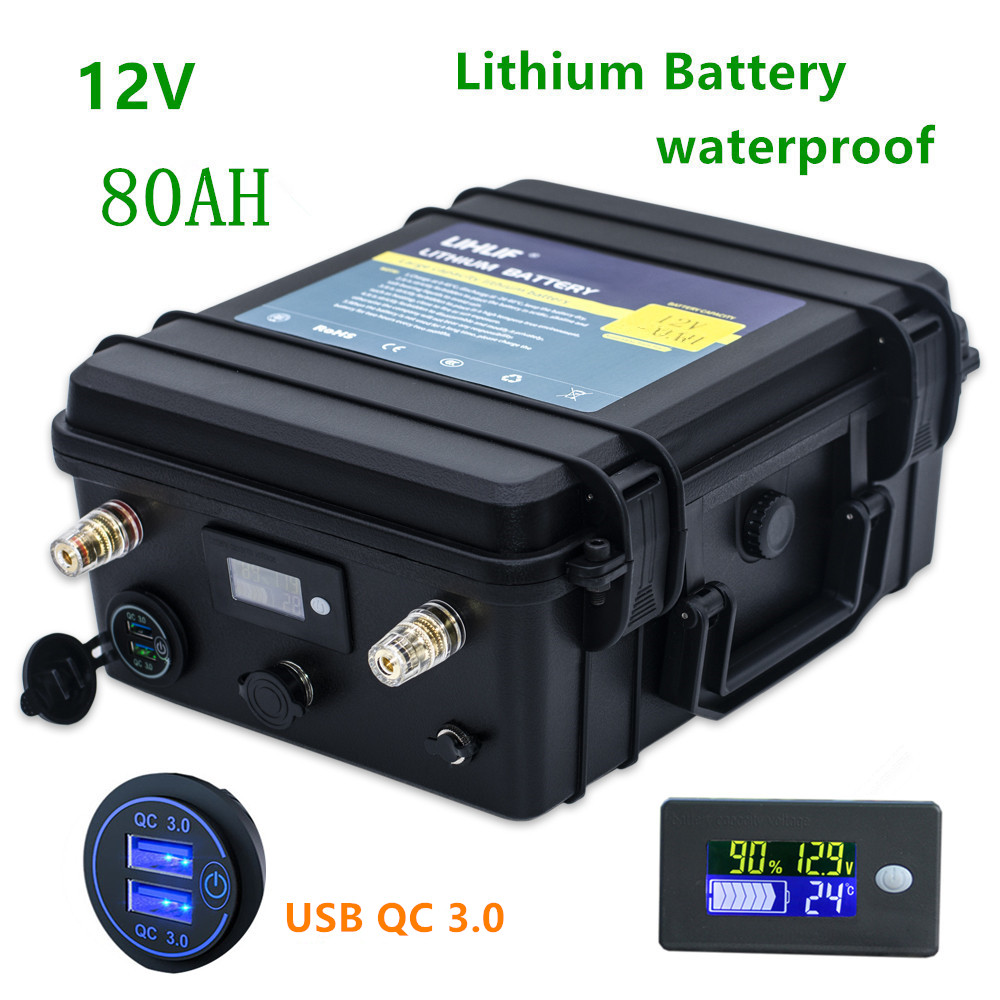 12V 80AH lithium battery 12v lithium ion battery pack 80ah waterproof lithium batteries for inverter,golf cart,boat, MPPT Solar
