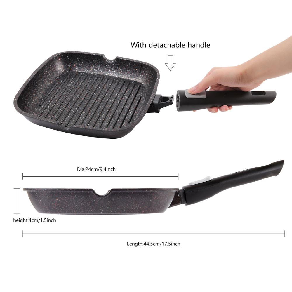 FISSMAN Grill Pan with Non-stick Cast Aluminium Detachable Handle REBUSTO Series Induction Cooker
