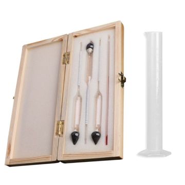 Alcohol Hydrometer Tester+Thermometer +Measuring Bottle +Wooden Box Alcoholmeter Alcohol Meter Wine Concentration Meter New 2019