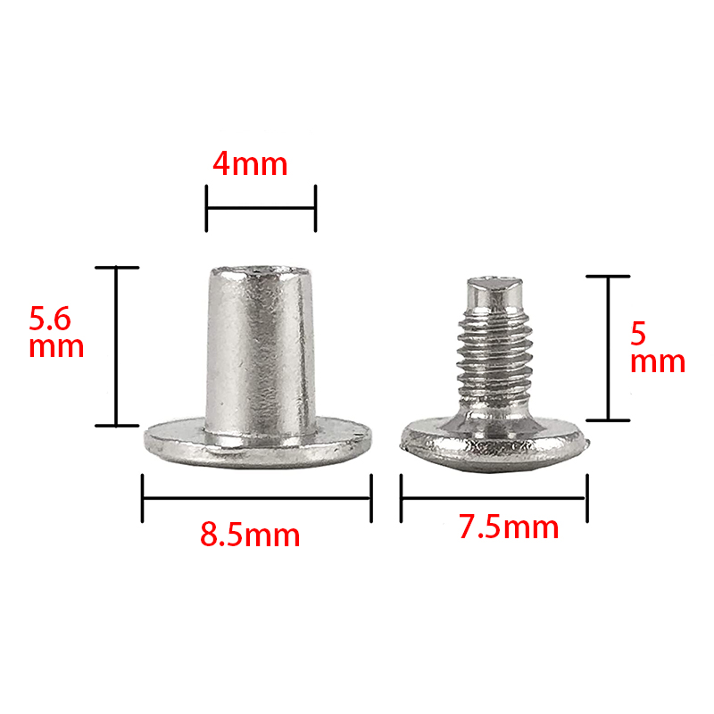 100sets Round Flat Head Leather Fasteners Sturdy Binding Rivets Male and Female Screws Belt Accessories Garment Trimmings