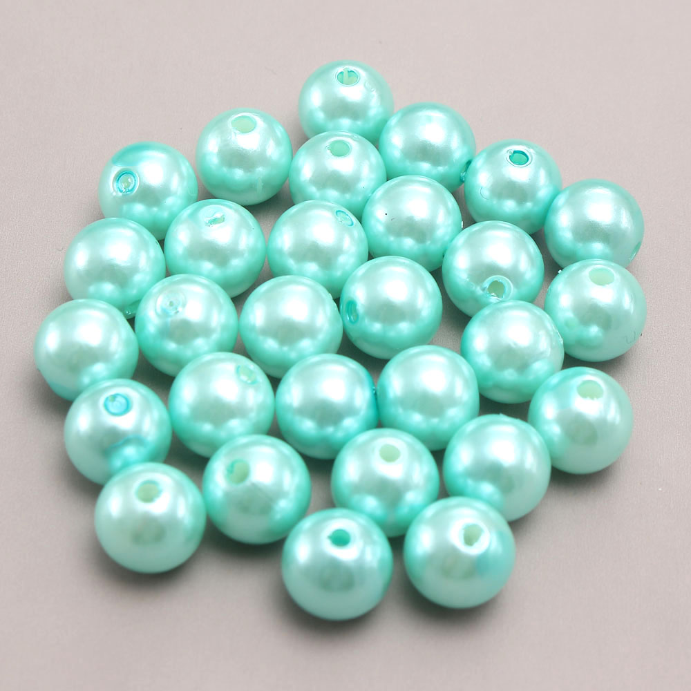 MHS.SUN A69 Mint green 4MM-30MM with hole Loose ABS imitation pearls beads round plastic pearl for diy jewelry accessories
